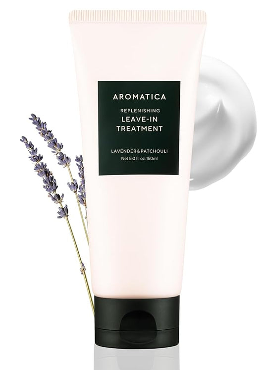 AROMATICA Replenishing Leave-in Conditioner Lavender & Patchouli, Perfect for Blow Out & Heat Protection & Damaged hair - Silicone-Free, No-Wash Hair Treatment (5.0fl oz)