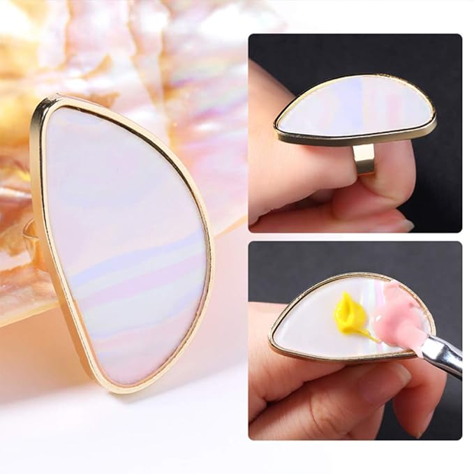 4pcs Ring Palette Nail Art Palette Blending Palette Pigment Palette Lip Color Palette Foundation Palette Rings Tools Manicure Palette Color Display Plate Mix Decorate Nail Set