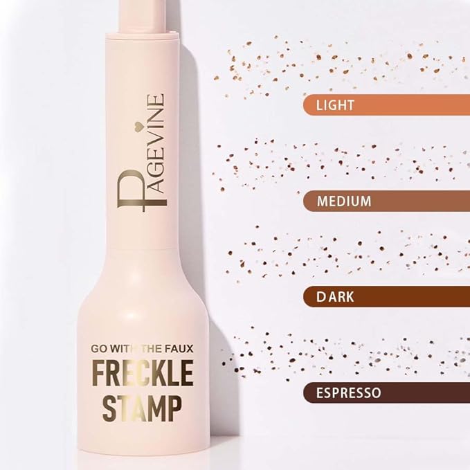 Upgrade Freckle Pen Stamp– Waterproof Faux Fake Freckles Makeup Tool, Natural-Looking Freckle Maker & Spray with Multi-Prong Precision Stamp Head, Long-Lasting Sunkissed Makeup (DARK)