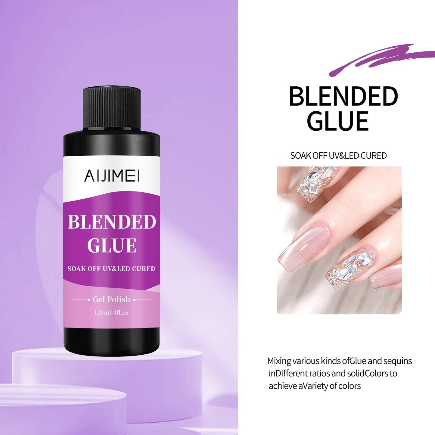 AIJIMEI 4fl.oz Clear Nail Blending Glue, Nail Polish Thinner Glue for Blending, diluting, Mixing Glitter Powder Mixer Gel Polish Dilution Color Sequins MixingGlue 120ml for Nail Designer