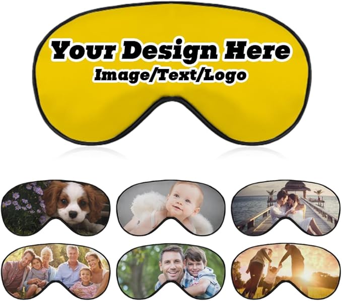 Custom Eye Mask Design Your Own Personalized Eye Shade Add Your Image Text Logo Light and Easy to Carry Effective Shadin Adjustable, Gold, 8.1"x4.1"