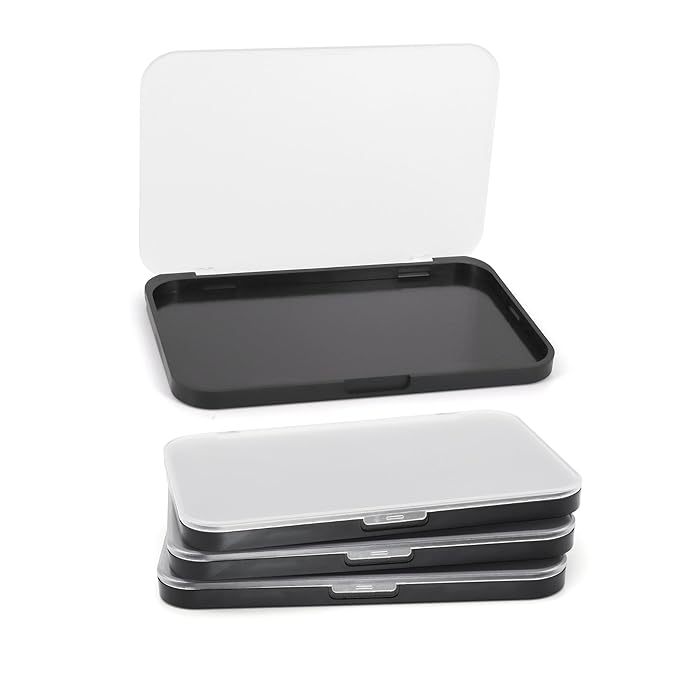 AJLTPA Magnetic Makeup Palette with Frosted Clear Top, 3Pack Empty Eyeshadow Dispensing Storage Box with 60Pcs Adhesive Metal Stickers for DIY Cosmetics Blush Powder-6.69"X4.41"Palette