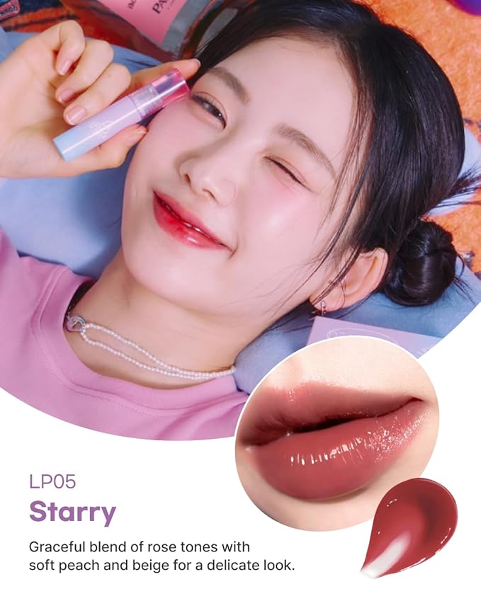 DEARMAY LA PISTE LIP TINT LP05 Starry 0.14 oz. long lasting lip stain with glossy finish and lightweight texture, non sticky, hydrating formula with no flaking and glassy vivid tint, korean makeup