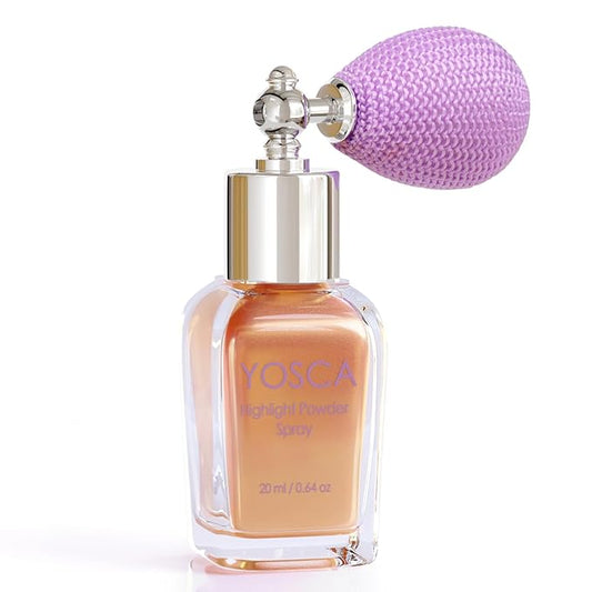 Yosca Highlighter Powder Spray, 20ML Cosmetic Grade Shimmer Powder Glitter Spray Sparkle Highlighter Makeup Festival Concert Accessorise for Rave Clothes Hair Face Nail Art - Bronze Enamel