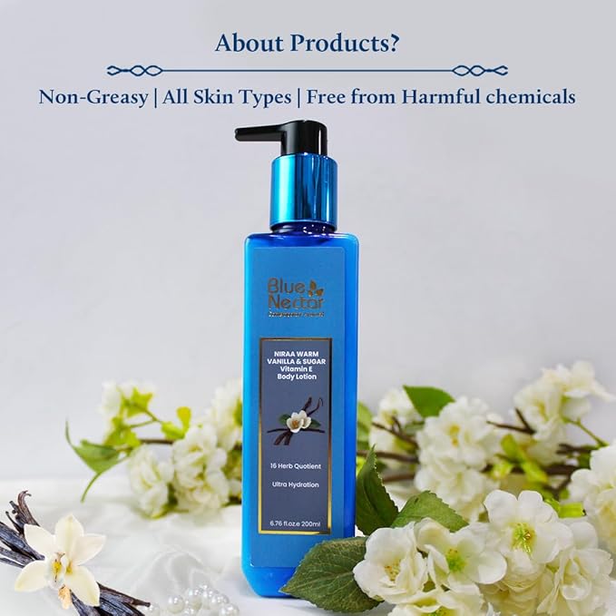 Blue Nectar Shea Butter Moisturizing Body Lotion with Vanilla & Vitamin E for Hydration | Body Lotion for Dry Skin | For Women & Men (12 Herbs, 6.76 Fl oz)