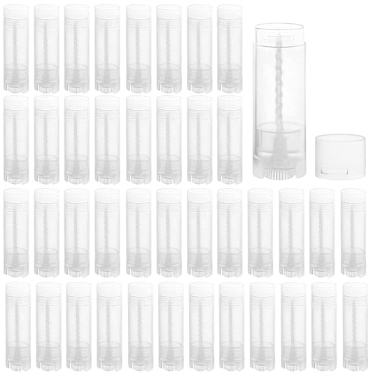 40 PCS 4.5g Oval Lip Balm Tubes Plastic Twist-up Filling Stick Refillable Lipstick Tube Containers for Chapstick Homemade Lip Balm DIY Deodorants Crayon (Clear)