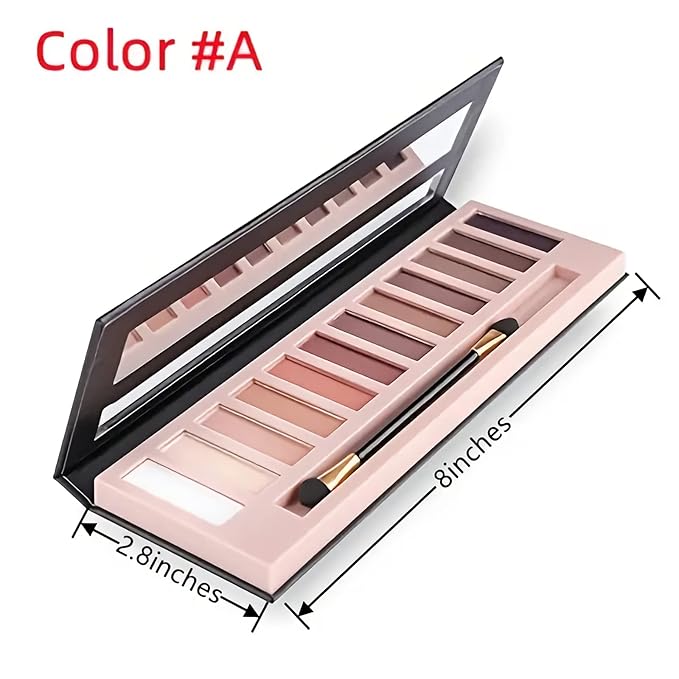 BestLand 12 Colors Makeup Nude Colors Eyeshadow Palette Natural Nude Matte Shimmer Glitter Pigment Eye Shadow Pallete Set Waterproof Smokey Professional Beauty Makeup Kit (Matte Color A)