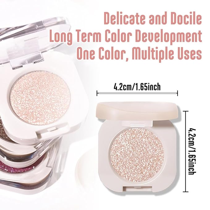 2Pcs Single Color Glitter Eyeshadow, Light Monochrome Pressed Glitter Matte Shimmer Eyeshadow, Talc-Free, Paraben-Free, Cruelty-Free, Lightweight Long-Lasting Single Eyeshadow Palette 11#+12#