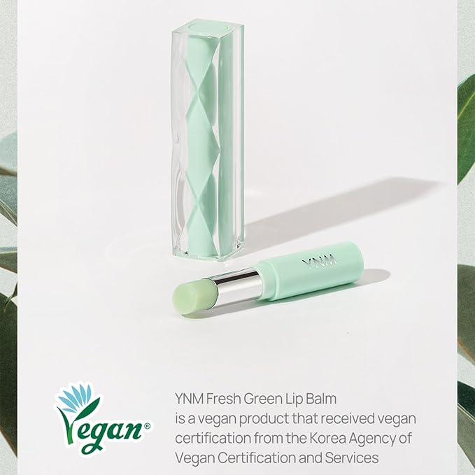 YNM Fresh Green Lip Balm 4g, Certified Vegan, Non-Sticky Sleep Lip Mask, k-beauty, Made in Korea, Irrtation index of 0.000, Super centella complex, Centella asiatica extract