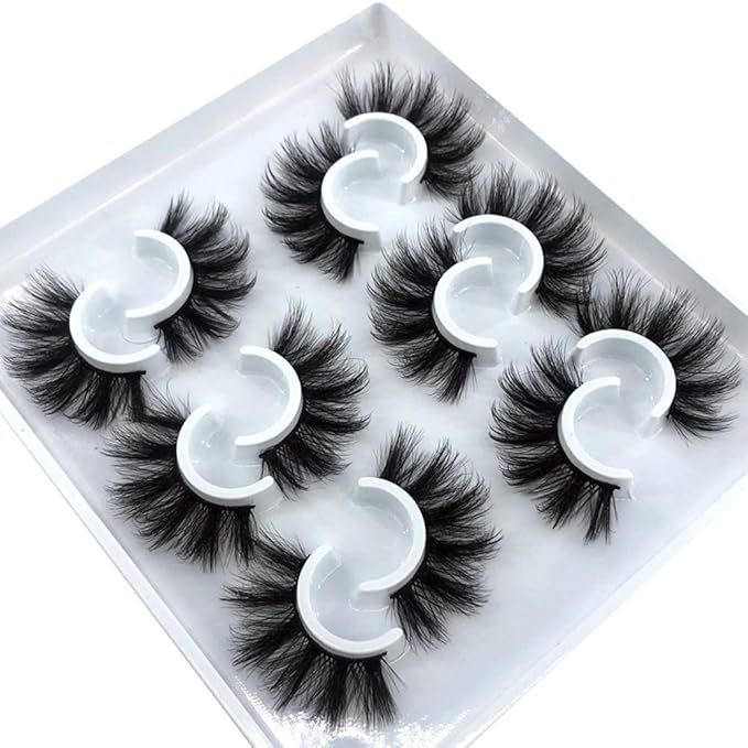 HBZGTLAD 6 Pairs Fluffy False Eyelashes Natural Faux Mink Strip 3D Lashes Pack (MDF-12)