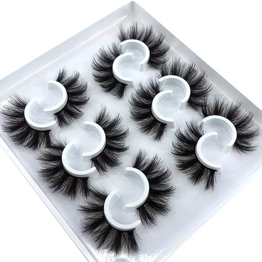 HBZGTLAD 6 Pairs Fluffy False Eyelashes Natural Faux Mink Strip 3D Lashes Pack (MDF-12)