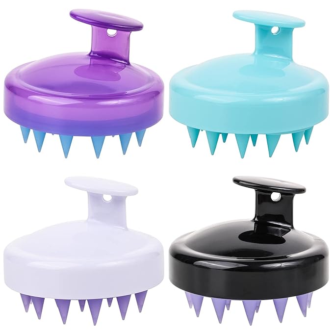 4 Pcs Hair Shampoo Brush Scalp Massager Silicone Scalp Scrubber air Washing Tool for Shower