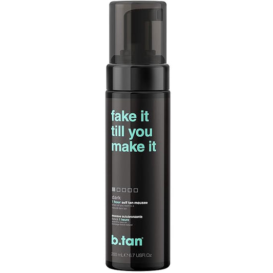 b.tan Dark Self Tanner Mousse | Fake It Till You Make It - Best 1 Hour Express Sunless Tanning Foam, Gold Bronzing Glow, Face & Body, No Fake Tan Smell, 6.7 Fl Oz