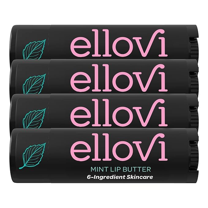 Natural Lip Butter Lip Balm - Mint - Pure Enough to Eat - Made With Just 6 Vegan Ingredients - Moisturizing Lip Care for All Day Hydration (4-Pack)