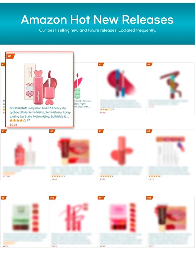 COLORGRAM Juicy Blur Tint 01 Coral Hip | Daily Semi-Matte, Semi-Glossy, Long-Lasting Lip Stain, Moisturizing, Buildable & Blendable, highly Pigmented (0.12 Fl. Oz.)