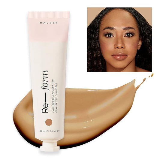 HALEYS Re-form Luminous Skin Foundation, VEGAN + CRUELTY-FREE, Blurs, Conceals, Blendable, Buildable Med-to-Full Coverage, Weightless, Oil-free, All-Day Wear, Hyaluronic Acid, All skin types (6.5)