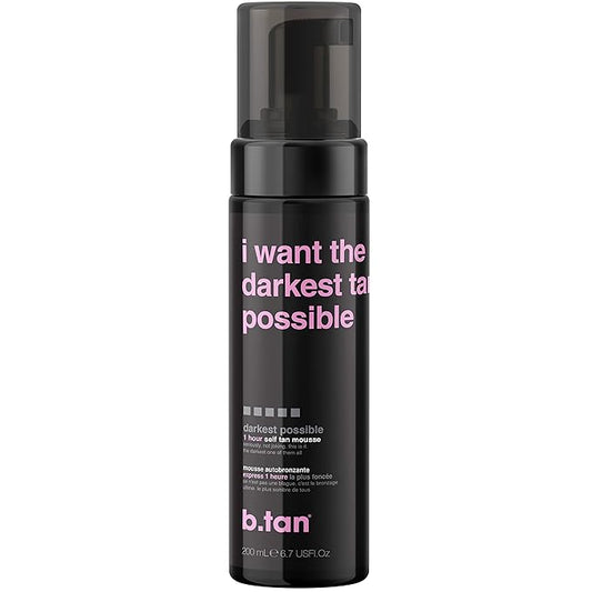 b.tan Ultra Dark Self Tanner Mousse | I Want The Darkest Tan Possible - Fast, 1 Hour Express Sunless Tanning Foam, Golden Bronzing Glow, Face & Body, No Fake Tan Smell, Vegan, Cruelty Free, 6.7 Fl Oz