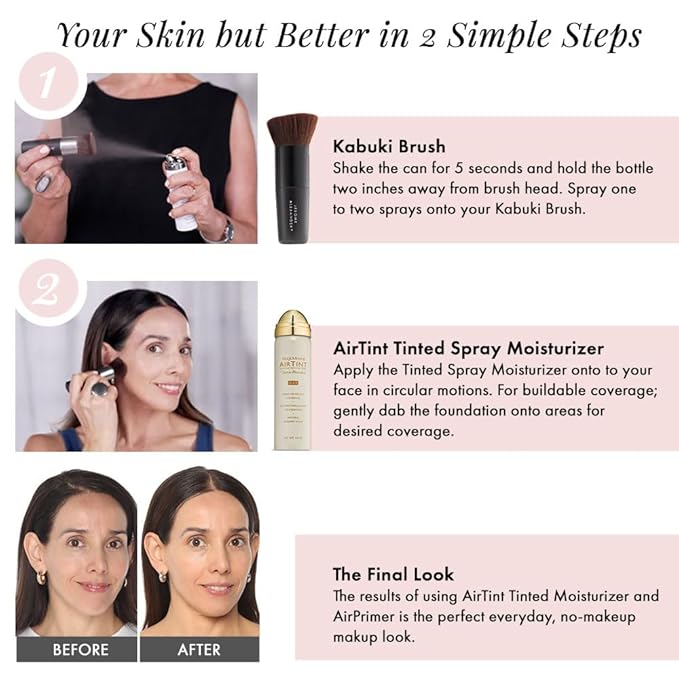 Jerome Alexander MagicMinerals AirTint Tinted Moisturizer AirBrush Spray Light | Tinted Moisturizer Spray with Anti-Aging Ingredients | Bright Light |2PC