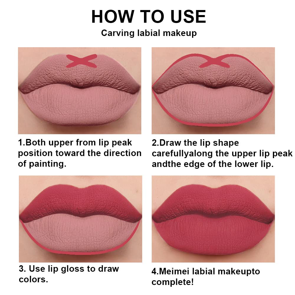 evpct 2Pcs Rose Red Pink Mauve Neutral Color Lip Liner and Matte Lipstick Makeup Sets Vegan Lipstick Lip Liner and Gloss Set Lip Stain Long Lasting Waterproof 24 31#