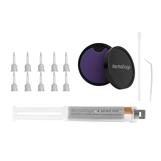 Dermaflage Scar Filler Kit - Bronze Dark - Deep Scar Cover and Waterproof Concealer for Acne Scars Wrinkles, and Ice Pick Scars Makeup, 1 mo supply