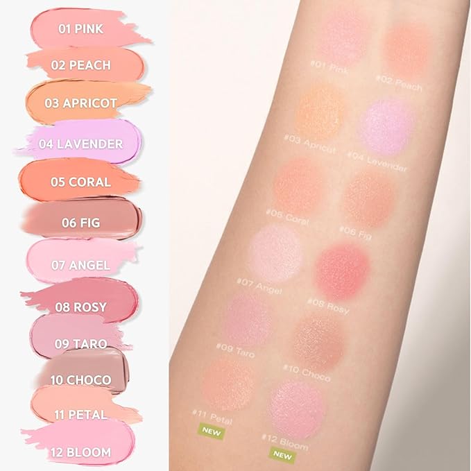 BBIA Ready To Wear Downy Cheek Cream Blush 8 Color - Creamy Blendable & Buildable Blush Dewy Texture & Matte Finish High Pigment Longlasting Lightweight Natural Face Makeup, 0.12oz (09 DOWNY TARO)