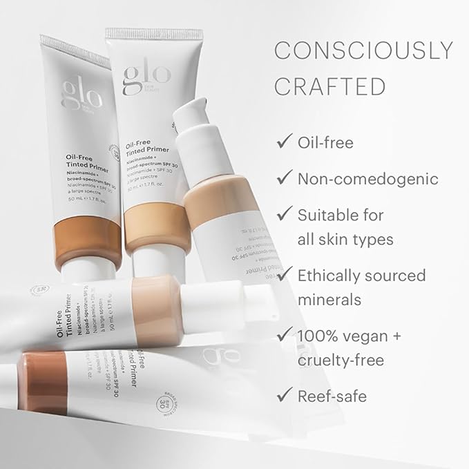 Glo Skin Beauty Oil-Free Tinted Primer SPF 30, (Light) 1.7 oz - Mineral Makeup for Face, 4-in-1 Foundation Primer, Sheer Coverage, Skincare & Sunscreen With Broad Spectrum UVA/UVB Protection