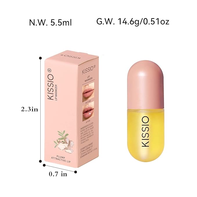 KISSIO Lip Plumper,Natural Lip Plumper for Day Use,Lip Plumping Gloss Make Lips Fuller and Moisturizing 5.5ml