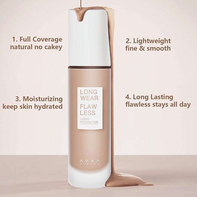 Liquid Foundation Makeup Natural True Skin Tone Full Coverage Concealer Flawless Complexion Blendable Longwear, 103, 1 fl. oz.