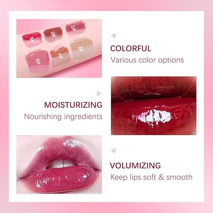 ibcccndc Lip Plumper Plumping Lip Gloss Hydrating Nourishing Lip Oil Red Liquid Lipstick Lip Care Products Mineral Oil Clear Lipgloss (2)