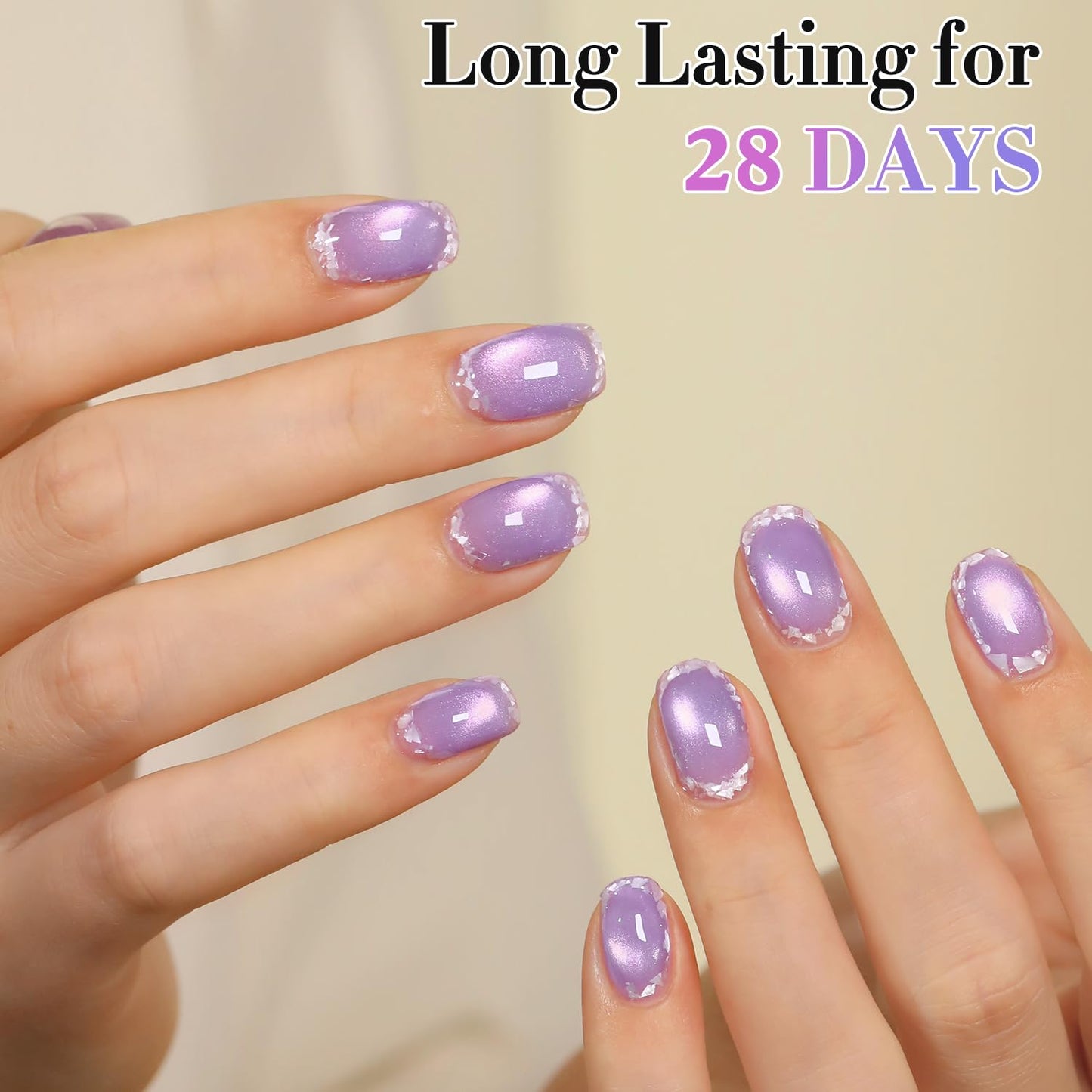 Double Rhythm 0.5 OZ Cat Eye Gel Polish with Magnet 15ML Holographic Glitter Shimmer Translucent Jelly Color Magnetic Nail Polish Salon DIY at Home (Lavender-MC1210)