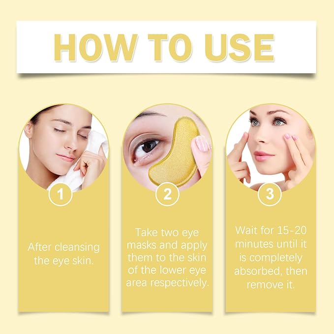 24K Gold Under Eye Patches,Black Box Collagen Anti-Aging Moisturize Under Eye Mask,Reducing Fine and Lines Dark Circleeye Patches,Gel Eye Masks Beauty & Personal Care