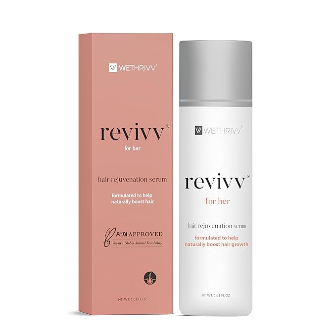 REVIVV Women Hair Growth Serum, 100% Natural Growth Products, Topical Solution for Visibly Thicker & Fuller Hair, Dermatologist Recommended, 1-Pack, 1oz Bottle, 45-Day Supply