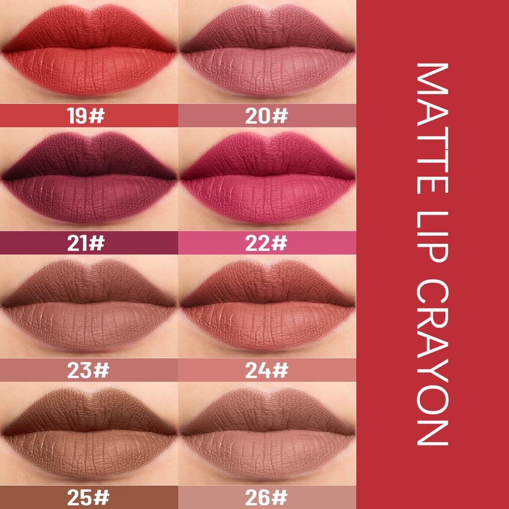 BINGBRUSH Lip Crayons Matte Longwear Lipstick Pack Set,Moisture Smooth Lipliner With Built-in Sharpener Ultimate Super Stay Ink Lip Crayon for Makeup-Waterproof Velvet Lipgloss Lip Stain(22#Maroon)