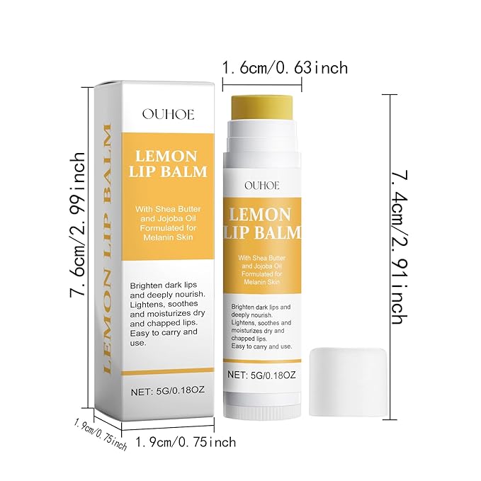 Lemon Lip Balm | All Natural Turmeric Lip Balms & Moisturizers | Hydrates Care Lip Balm, Brighten & Nourish Dark Lips Effortlessly