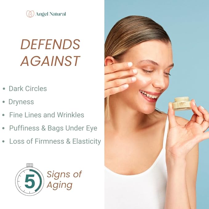 Anti-Aging Eye Cream with 5% Collagen and 5% Vitamin C, Reduce Dark Circles & Puffiness, Fine Lines and Wrinkles, Caffeine, Korean Skin Care, 0.7 Fl Oz