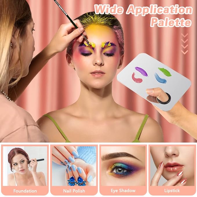 5PCS Makeup Mixing Palette, Stainless Steel Cosmetic Makeup Palette With Spatula Makeup Artist Tool, Professional Cosmetic Mixing Makeup Palette For Mixing Eye Shadow/Eyelash/Nail Art/Foundation