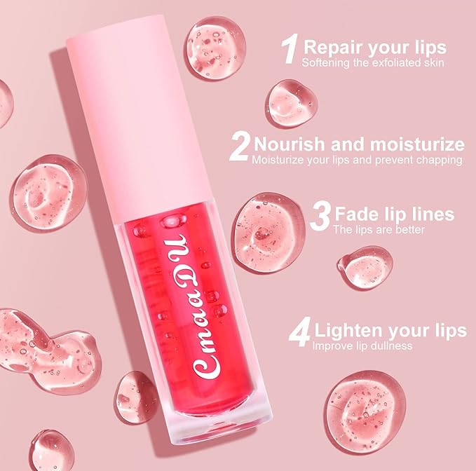 Yasovigi Fruit Lip Oil Plumping Lip Tint Moisturizing Lip Gloss, Transparent Lip Balm Care Stick Nourishing Repairing Non-sticky, Moisture&Lighten Lip Lines