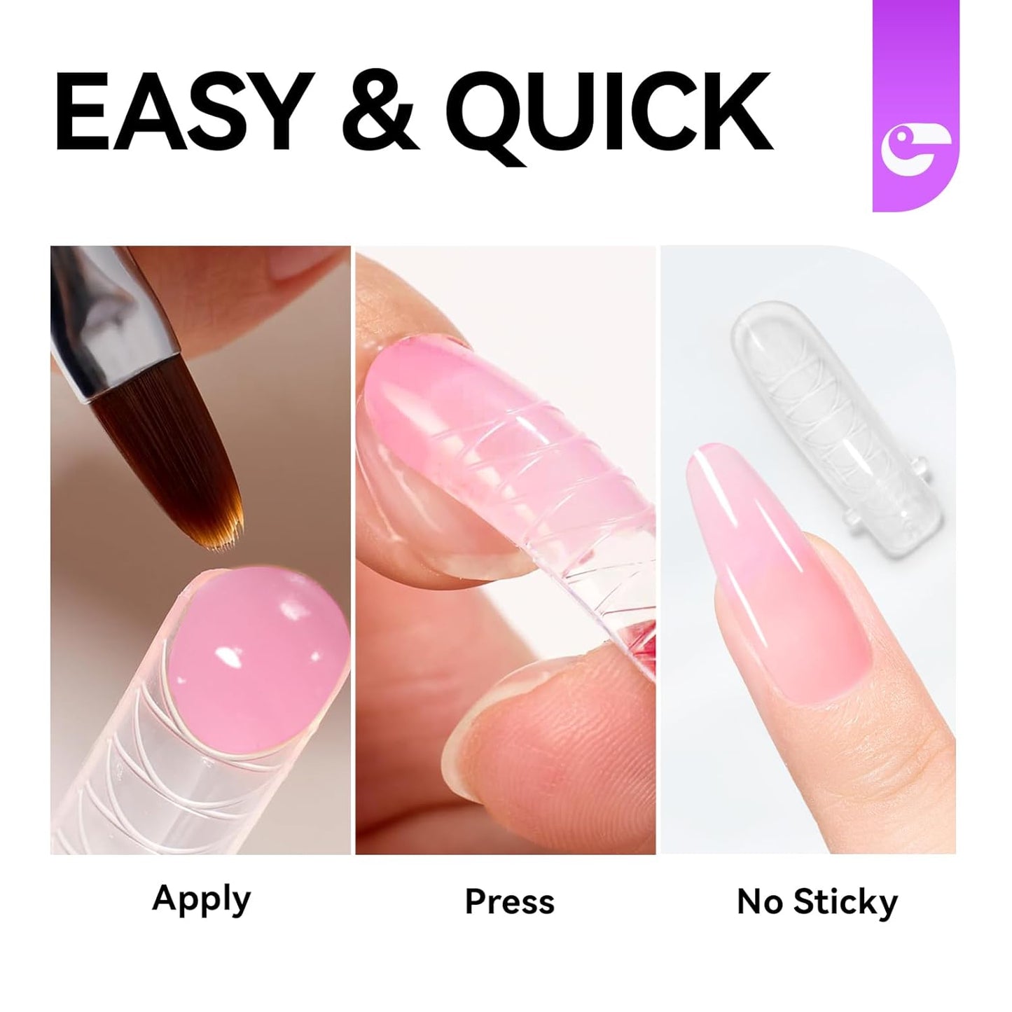 Gelike EC Dual Forms for Extension: 96 Pcs Color Nail Form, 4 Style 12 Size Nail Forms For Builder, Half Matte Gel Forms For Manicure Art Design Salon Diy