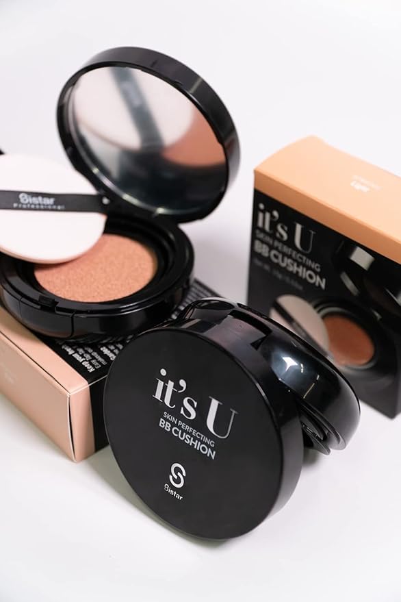 Sistar Skin Perfecting BB Cushion Full Coverage Long Lasting Natural Glow Foundation On The Go Case With Mirror (Tan)