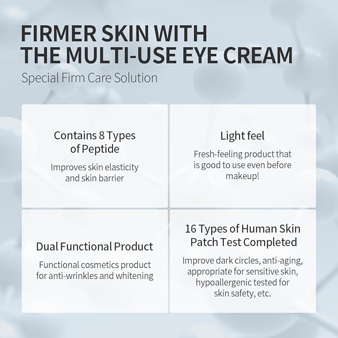 Fermentation Peptine Eye Care Cream (Tube 20ml), Improve Dark Circles, Anti-Aging, Contains 8Types of Peptide, Wrinkles, Daily Wrinkle Eye Cream