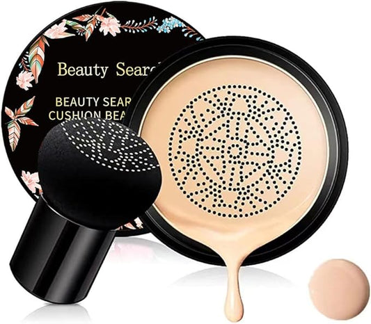 Beauty Glazed Mushroom Head Air Cushion CC Cream Foundation Cover Concealer Makeup Moisturizing Brightening Pigment Liquid Foundation, Even Skin Tone Makeup Base BB # 02 Naturel