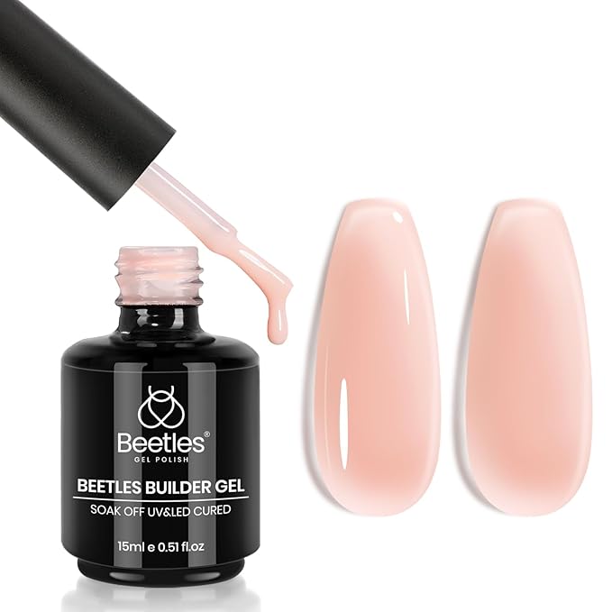 Beetles Builder Gel for Nails,0.51 OZ 7 in 1 Nude Jelly Builder Nail Gel Color for Building Apex & Nail Extension Strengthen Thin Nails Salon DIY Manicure Nail Art for Women