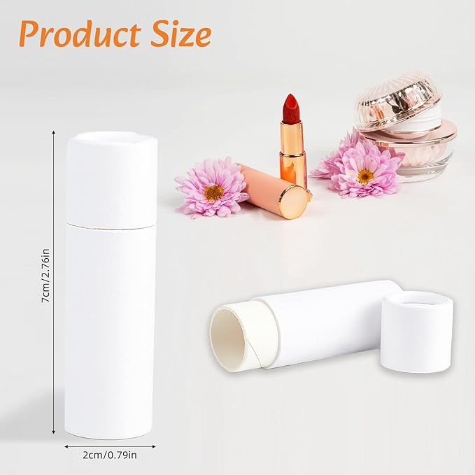 NICENEEDED 10 Pcs Paperboard Lip Balm Tubes, White Paper Lipstick Tube, Cardboard Empty Lip Gloss Container Solid Perfume Tube Cosmetic Box for DIY Lip Gloss Balm Chapstick