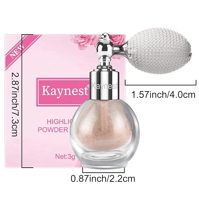 Highlighter Powder Spray, Longwear Glitter Spray for Body, Face, Hair, Shimmer Powder High Gloss Loose Powder Makeup Mist for Festive Party, Stage Shows, Nightclubs, Bar(3#Nude Pink)