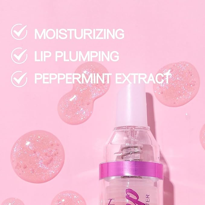 Natural Spicy Lip Plumping Booster Lip Plumping Oil, Lip Plumper Gloss, Ultra-Hydrating & Nourishing Plump and Pout Lip Plumper, Glossy Finish Fuller Lip Plumping Lip Gloss for Women Girls(3PC)