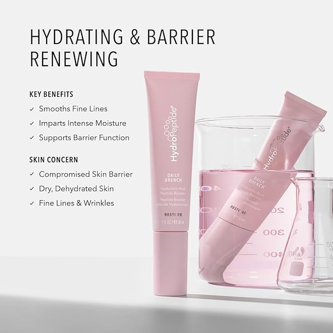 HydroPeptide Daily Drench, Hyaluronic Acid Peptide Booster Serum, Anti-Aging Face, 1 Ounce