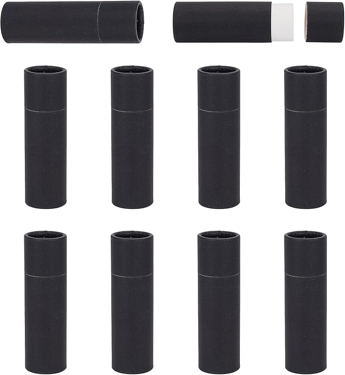 NICENEEDED 10 Pcs Kraft Paper Lipstick Tube, 0.6 Oz Paperboard Lip Balm Tubes, Cardboard Empty Deodorant Container Solid Perfume Tube Cosmetic Box for DIY Chapstick Deodorant Crayon