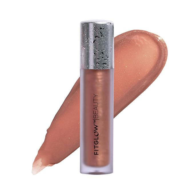 FITGLOW Beauty Lip Colour Serum | Hydrating Lip Gloss | Plumping Anti-Aging Lip Treatment | Natural Shine with Pomegranate Sterols & Collagen | Buildable Color for Dry Chapped Lips | Gleam - 10g