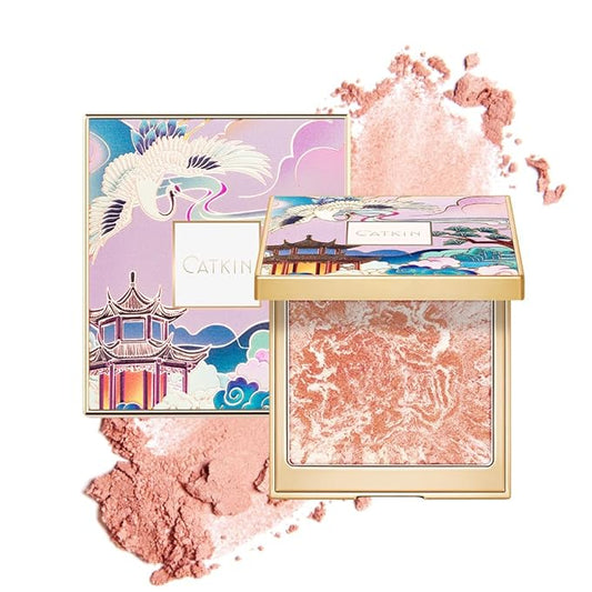 CATKIN Cheek Blush Bake Shimmer Pink Peach Multi Blusher Natural Powder Palette 10g (C04 Shimmer)
