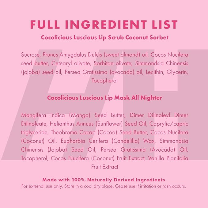 Handmade Heroes 100% Natural Coconut Lip Exfoliator & Lip Mask Gift Set - Gentle Exfoliant Sugar Lip Polish & Moisturizer for Chapped & Dry Lips